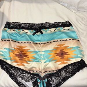 Women's Patterned Lace Trim Sleep Shorts